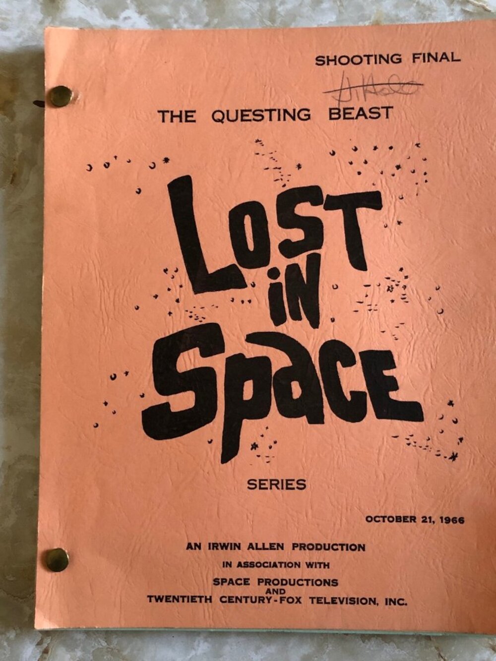 Lost in Space TV Show Original Screenplay Script 1966 "The Questing Beast"